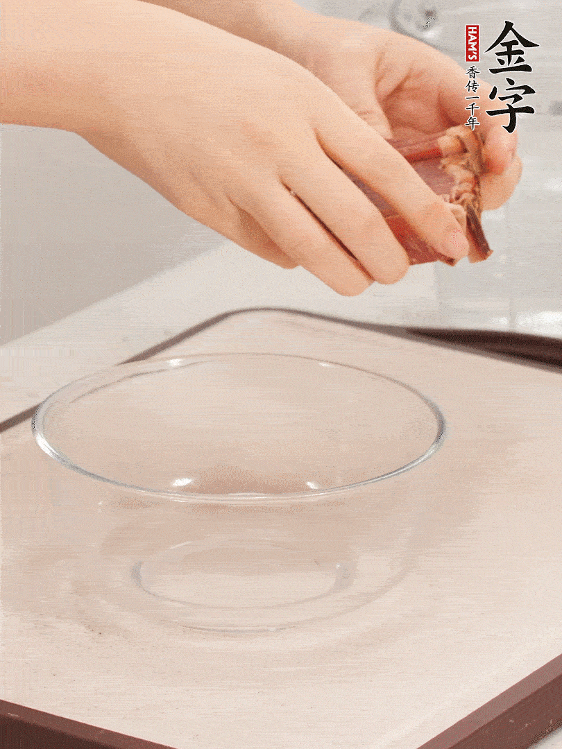 火腿切片、溫水浸泡5分鐘